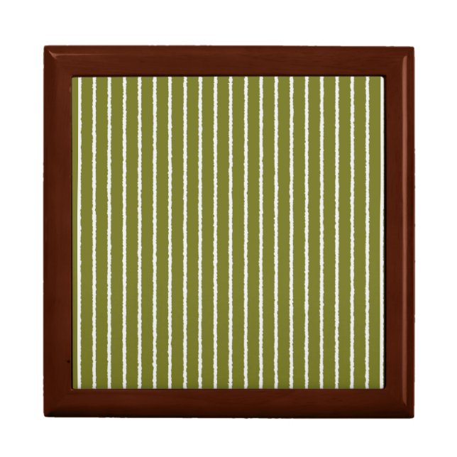Olive Green and White Stripes with Uneven Lines Gift Box (Front)