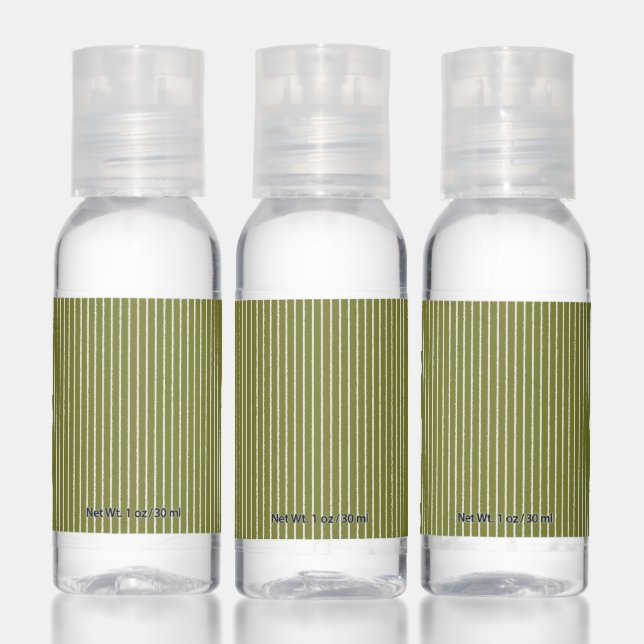 Olive Green and White Stripes with Uneven Lines Hand Sanitizer (Set)