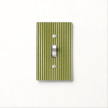 Olive Green and White Stripes with Uneven Lines Light Switch Cover