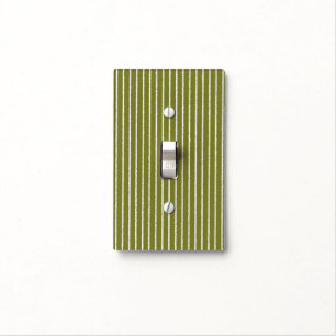 Olive Green and White Stripes with Uneven Lines Light Switch Cover