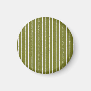 Olive Green and White Stripes with Uneven Lines Magnet