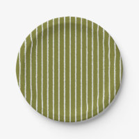 Olive Green and White Stripes with Uneven Lines