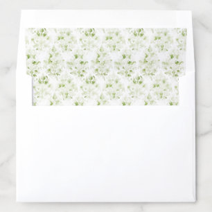 Olive Green and White Watercolor Damask Envelope Liner