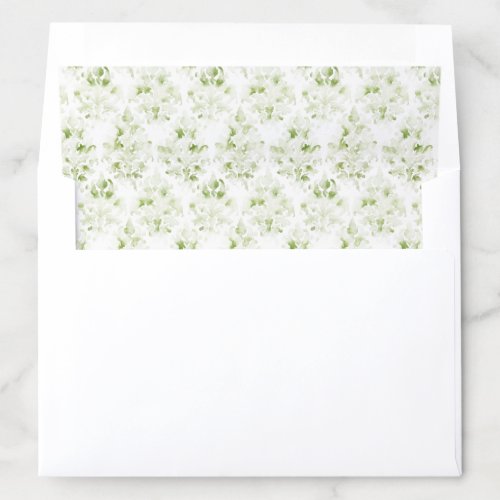 Olive Green and White Watercolor Damask Envelope Liner
