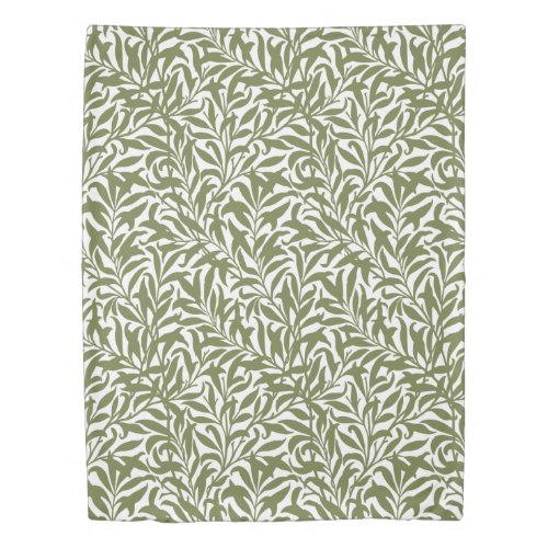 Olive Green and White Willow Bough Duvet Cover