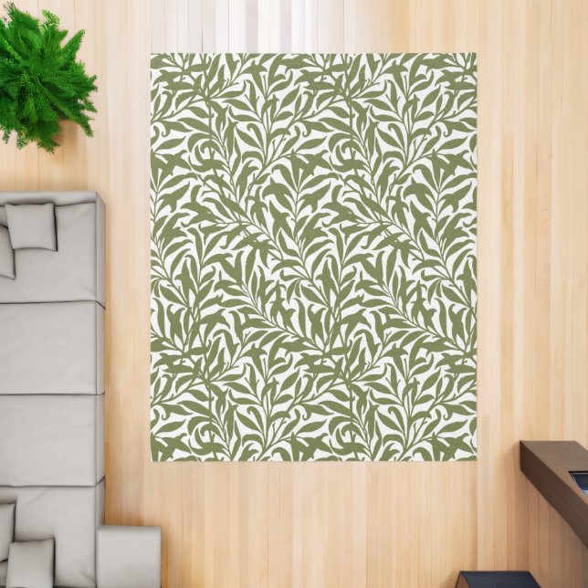 Olive Green and White Willow Bough Rug (Insitu (Indoor 2))