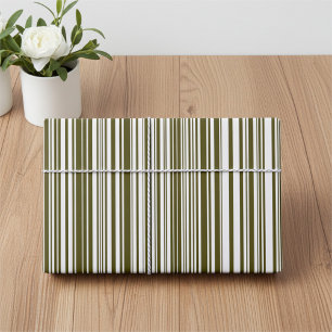 Olive Green and Yellow Barcode Stripes Giftwrap Wrapping Paper Sheets