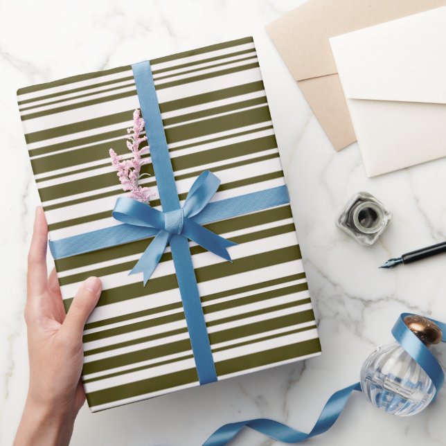 Olive Green and Yellow Stripes Wrapping Paper (Gifting)