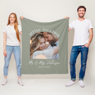 Olive green arch photo wedding gift home decor fleece blanket