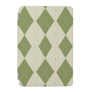 Olive Green Argyle Diamond Pattern iPad Mini Cover