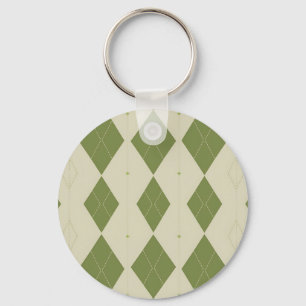 Olive Green Argyle Diamond Pattern Keychain
