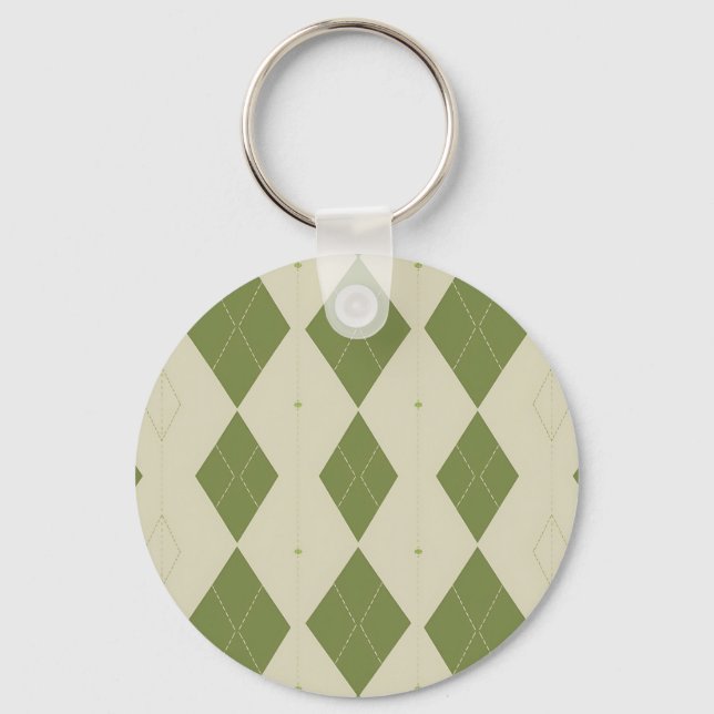 Olive Green Argyle Diamond Pattern Keychain (Front)