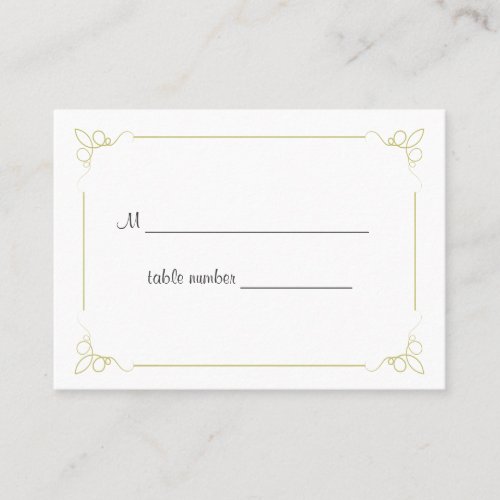 Olive Green Art Deco Wedding Table Place Card Business Cards