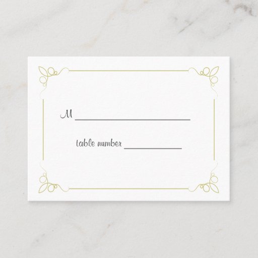 Customizable Olive Green Art Deco Wedding Table Place Card Business Cards