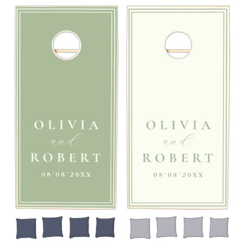 Olive Green Art | Personalized Couple Name Wedding Cornhole Set