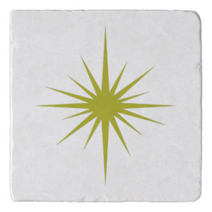 Olive Green Atomic Age Starburst Mid-century Trivet