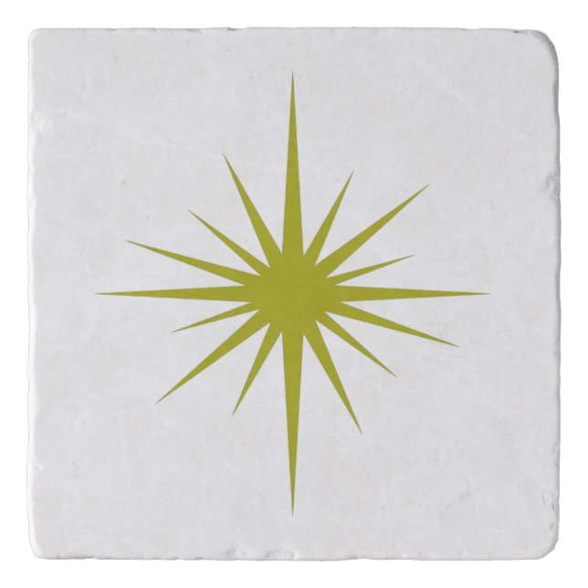Olive Green Atomic Age Starburst Mid-century Trivet (Front)