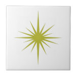 Olive Green Atomic Starburst Mid-century Modern Ceramic Tile<br><div class="desc">This mid century modern ceramic tile features a bold avocado green atomic starburst,  which will make a fantastic addition to your tiling project or to use as a trivet.</div>