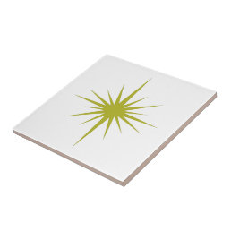 Olive Green Atomic Starburst Mid-century Modern Ceramic Tile