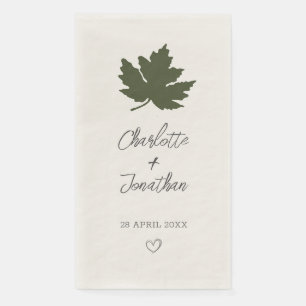 Olive Green Autumn Maple Leaf Wedding Paper Guest Towels