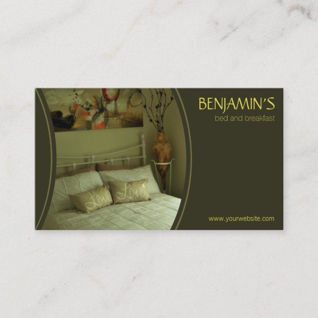 Olive Green B&B Bed and Breakfast Business Cards (Front)