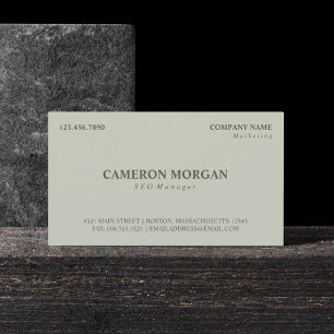 Olive Green Basic Professional Business Card