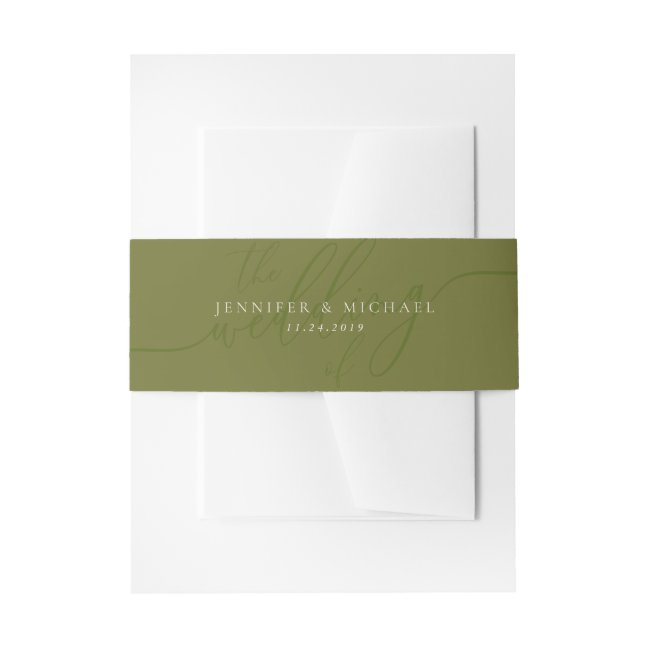 Olive Green Basic Suite Wedding Invitation Belly Band