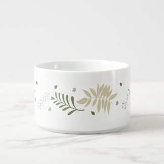 Olive Green Beige Fern Leaves Minimalist Pattern Bowl