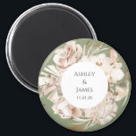 Olive Green-beige floral garden wedding magnet<br><div class="desc">Beige floral personalized garden wedding magnet</div>