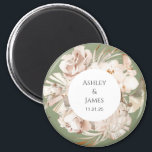 Olive Green-beige floral garden wedding magnet<br><div class="desc">Beige floral personalized garden wedding magnet</div>