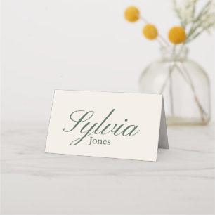 Olive green Beige Wedding folded place cards 