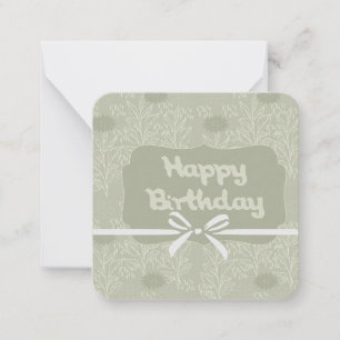 Olive green Birthday Greeting: Note Card
