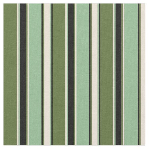 Olive Green, Bisque, Dark Sea Green & Black Lines Fabric | Zazzle.com