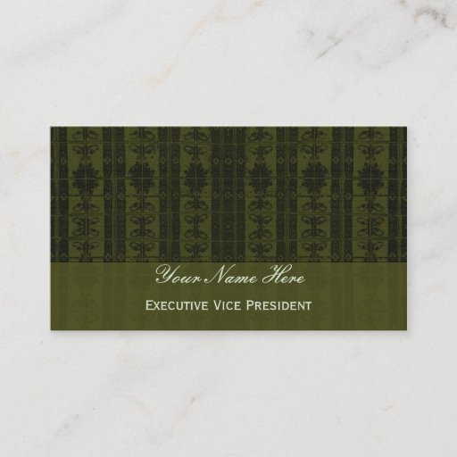 Customizable Olive  Green Black Elegant Pattern Business Cards