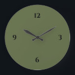 Olive Green & Black Minimalist Large Clock<br><div class="desc">Modern artistic clock features a minimalist design in an olive green and black color palette. A simple plain design with black numbers on an olive military green background. A trendy addition to your kitchen, living room or office wall, a thoughtful modern office gift or modern home gift for any occasion....</div>