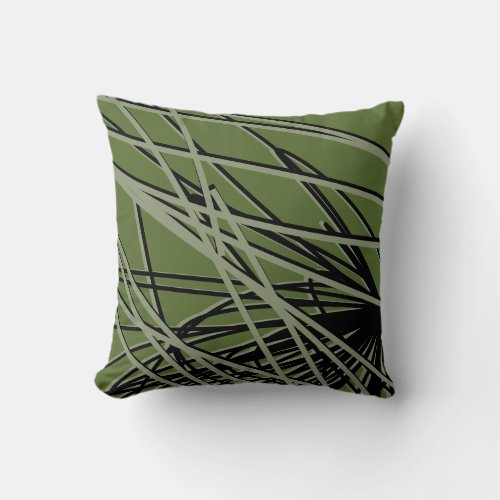 Olive Green Black  Sage Modern Stylish Abstract Throw Pillow