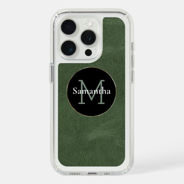 Olive Green Black White Gold Monogram Speck iPhone Case (Front (White Titanium))