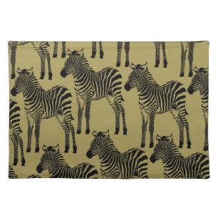 Olive Green Black Zebras Placemat