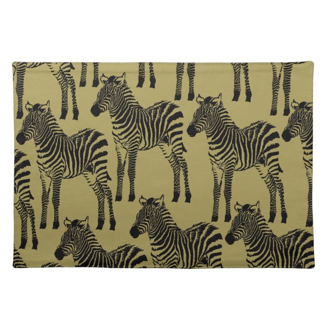 Olive Green Black Zebras Placemat (Front)