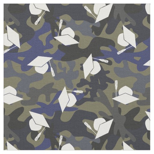 Olive Green Blue Camo Pattern Graduation Fabric