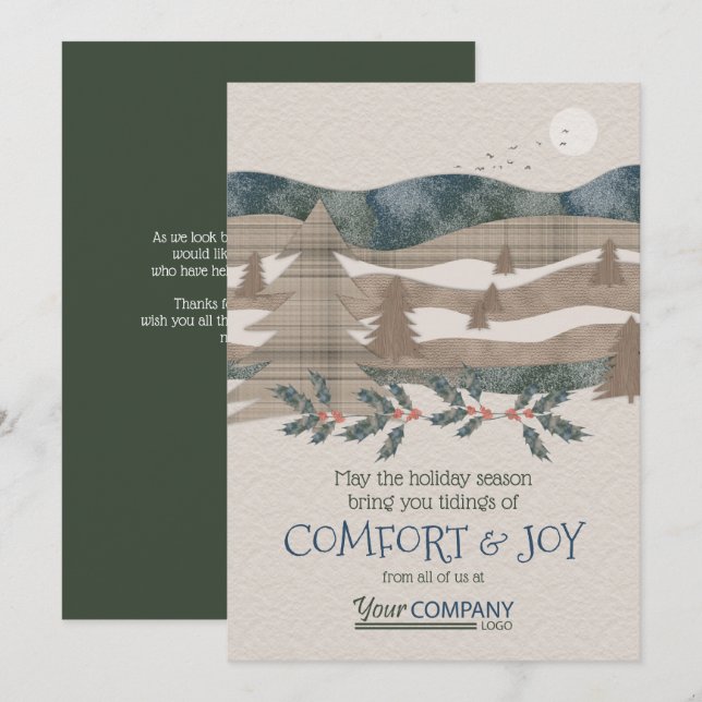 Olive Green, Blue Nature Company Holiday Cards (Front/Back)