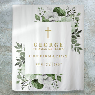Olive Green Botanical Confirmation Photo Backdrop