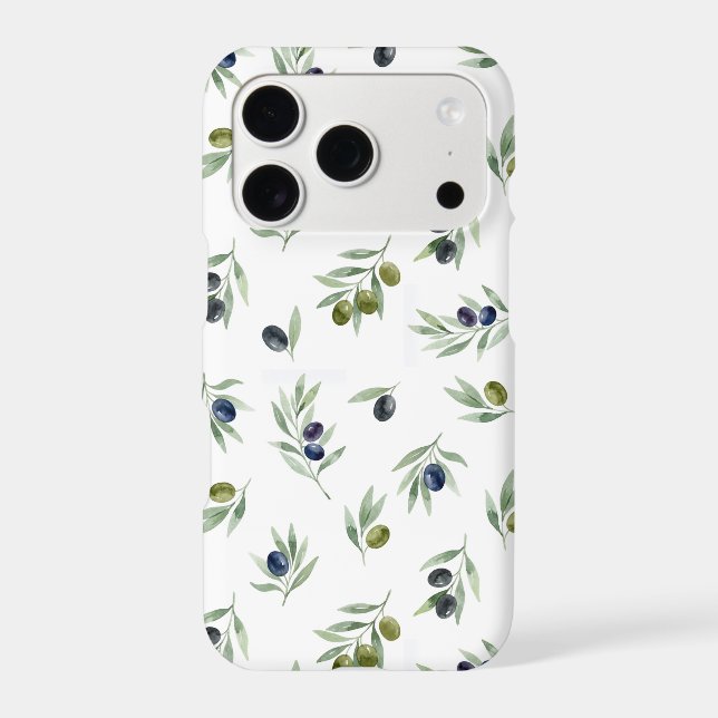 Olive Green Botanical Leaves Elegant Chic Pattern iPhone Case (Back)