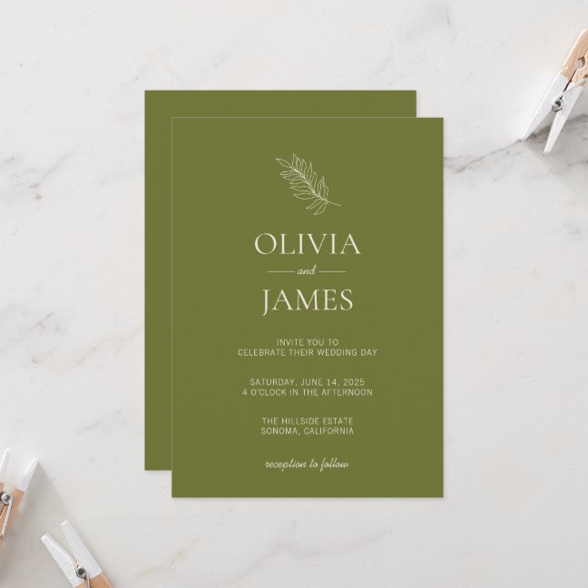 Olive Green Botanical Wedding Celebration Invitation