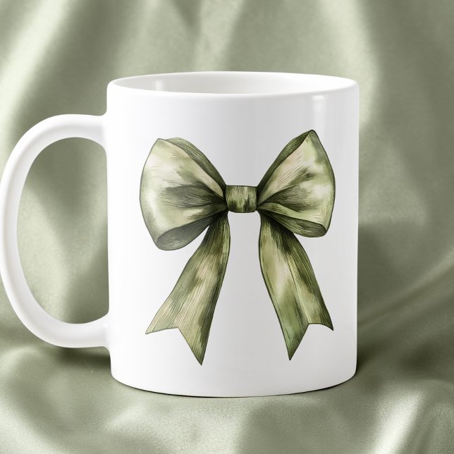 Olive Green Bow Modern Rustic Minimalist Simple Coffee Mug (Olive Green Bow Modern Rustic Minimalist Simple Coffee Mug)