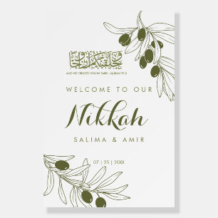 Olive Green Branches Nikkah Foam Board