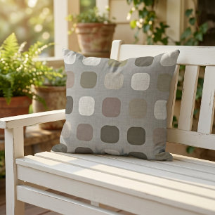 Olive Green Brown Mauve Taupe Round Square Art Outdoor Pillow