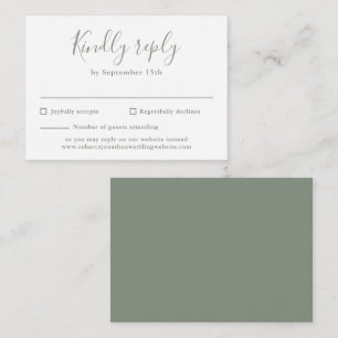 Olive Green Budget Modern Script Wedding RSVP Card