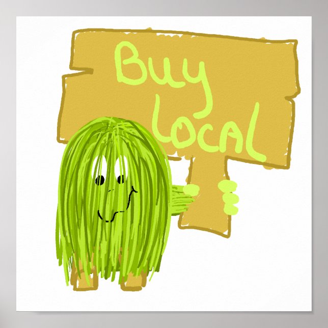 Olive Green Buy Local Poster (Front)