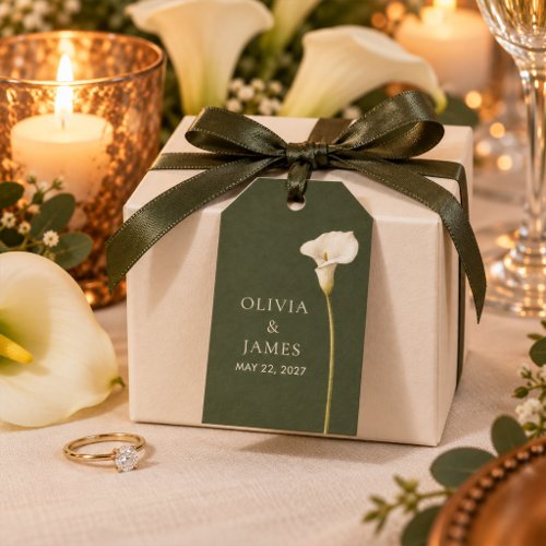 Olive Green Calla Lily Wedding Favor Gift Tag